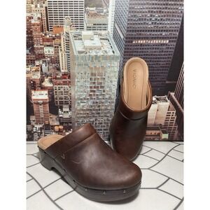 Vionic Kacie EUR 41  US 9 Brown Leather Comfort Ergonomic  Women's Clog Mules